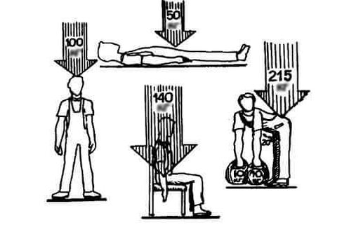 Estrés na columna vertebral en diferentes posicións